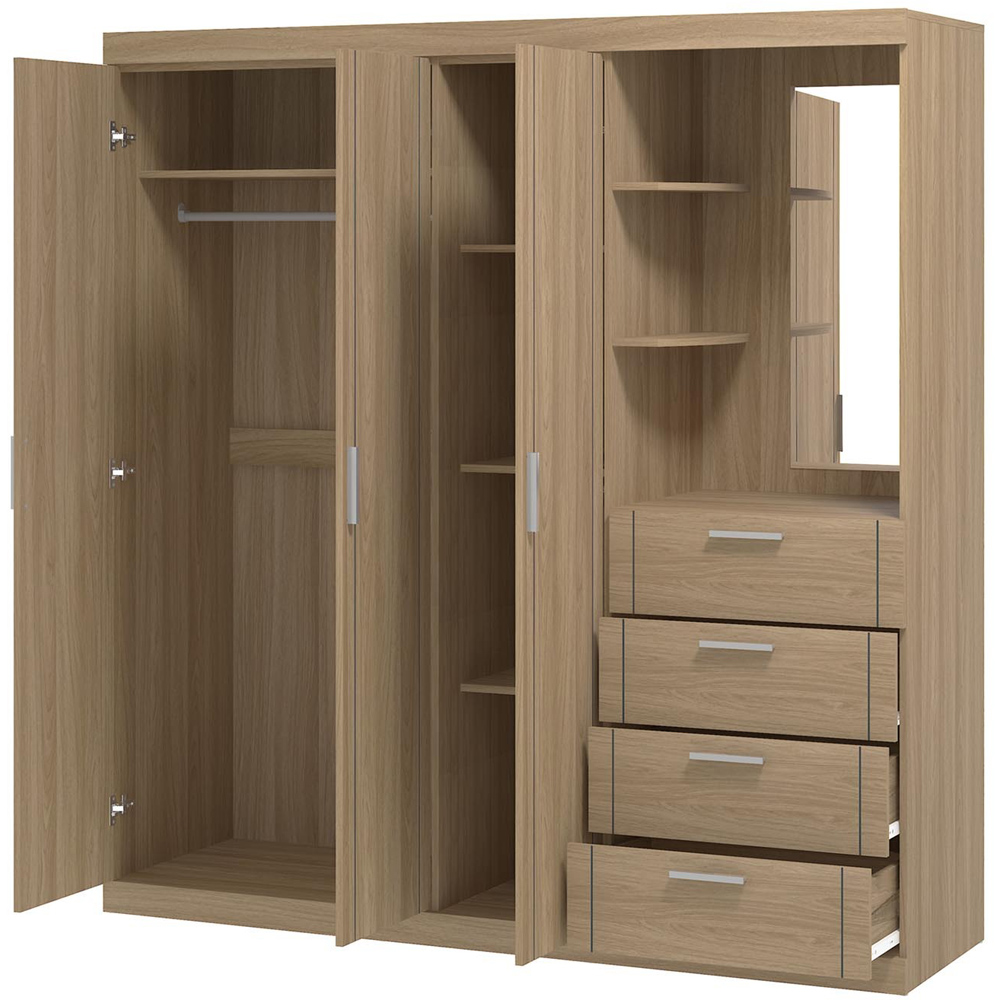 Compton 3 Door Euro Oak Combination Wardrobe Image 4