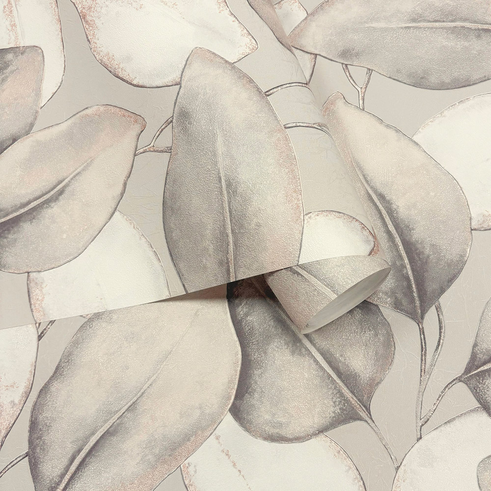 Rasch Wallpaper Opulenza Leaf Soft Grey Wallpaper Image 2