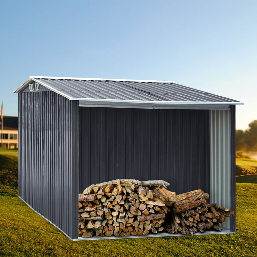 Living and Home 8 x 6ft Metal Garden Shed with Log Storage Image 7