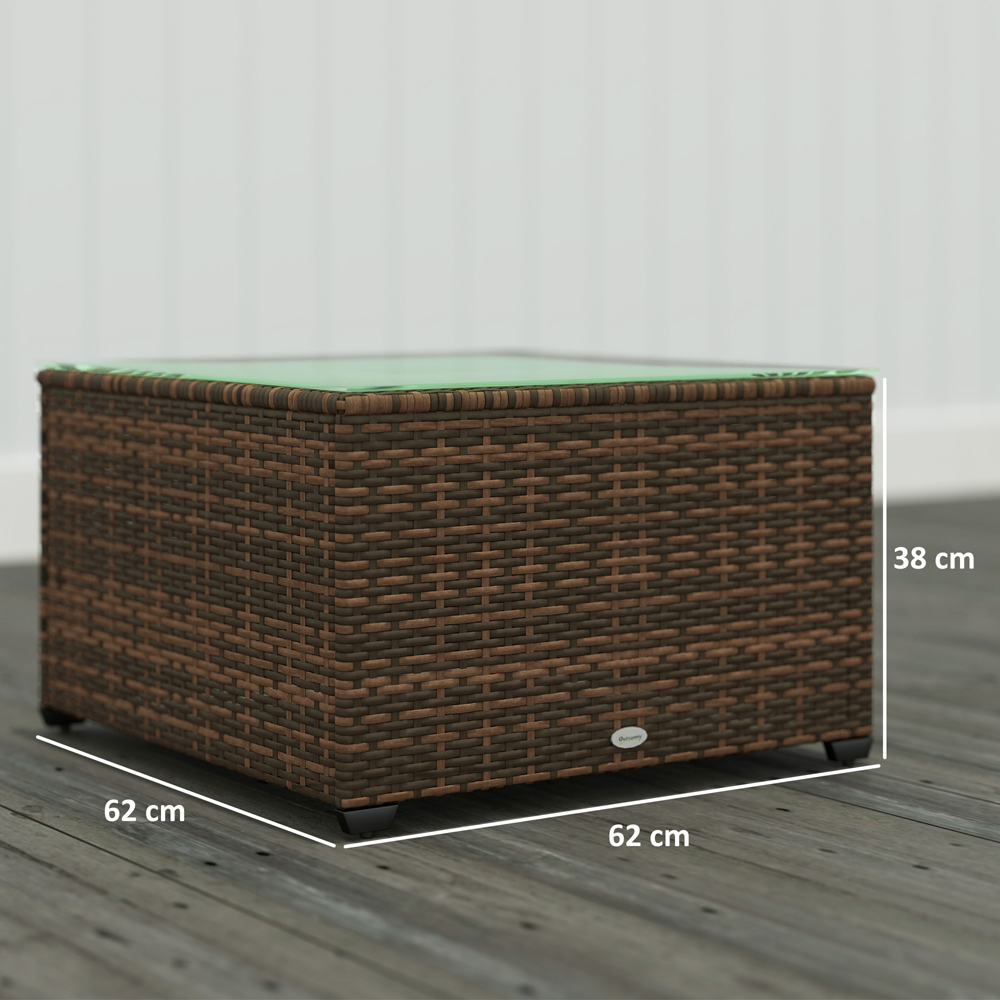 Outsunny Brown Rattan Outdoor Coffee Table Image 8