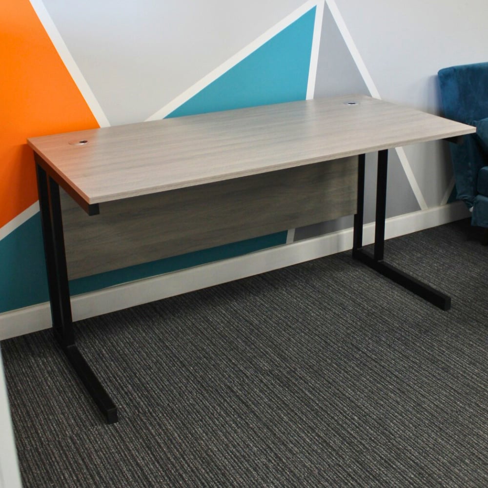 Kosy Koala Grey Wooden Office Desk with Drawer Unit and Black Chair Image 7