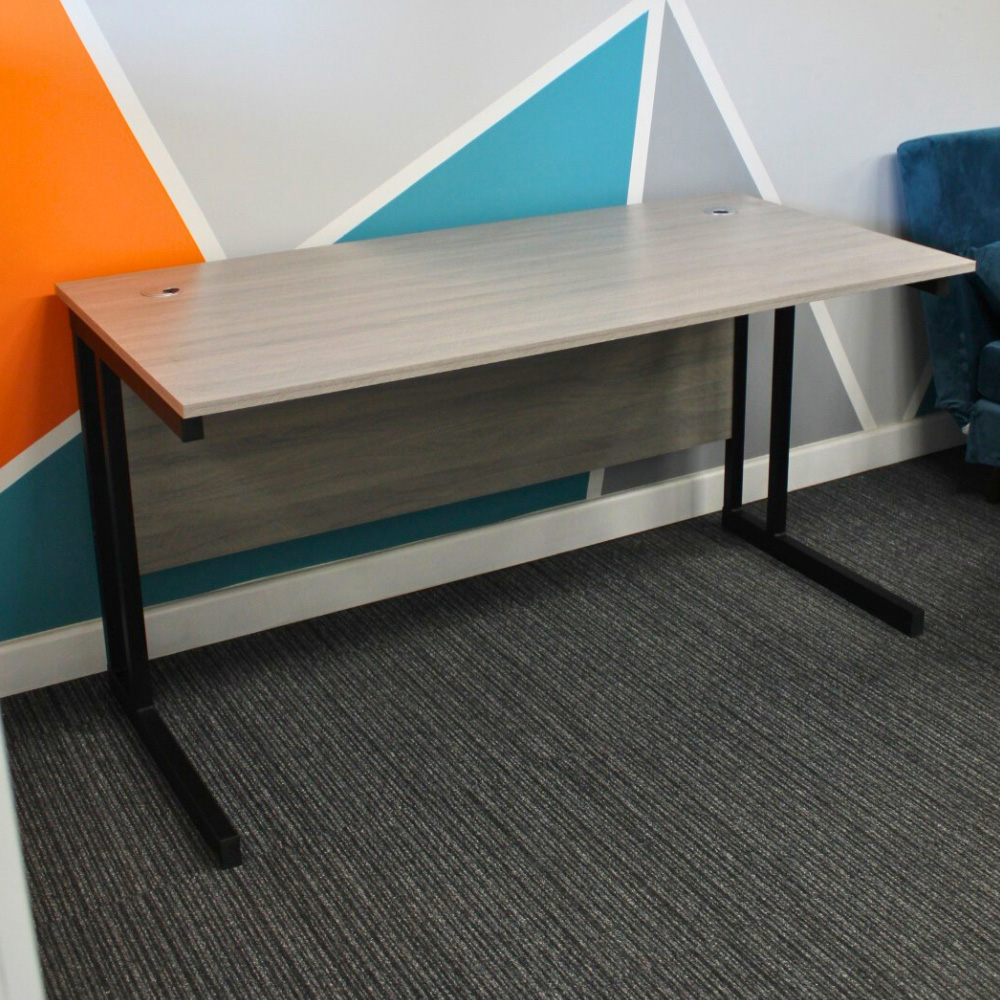 Kosy Koala Grey Wooden Office Desk with Drawer Unit and Black Chair Image 7