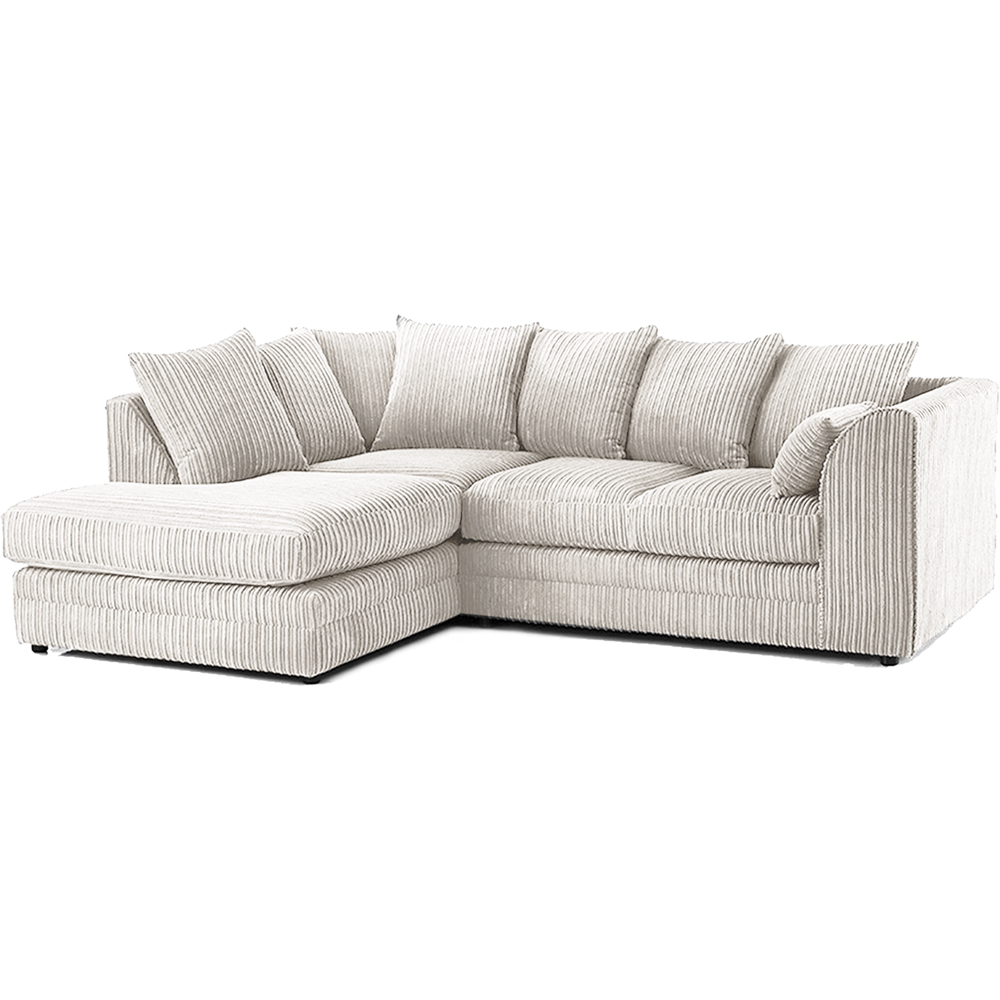 Luxor 3 Seater Silver Jumbo Cord Left Hand Facing Corner Sofa Image 2