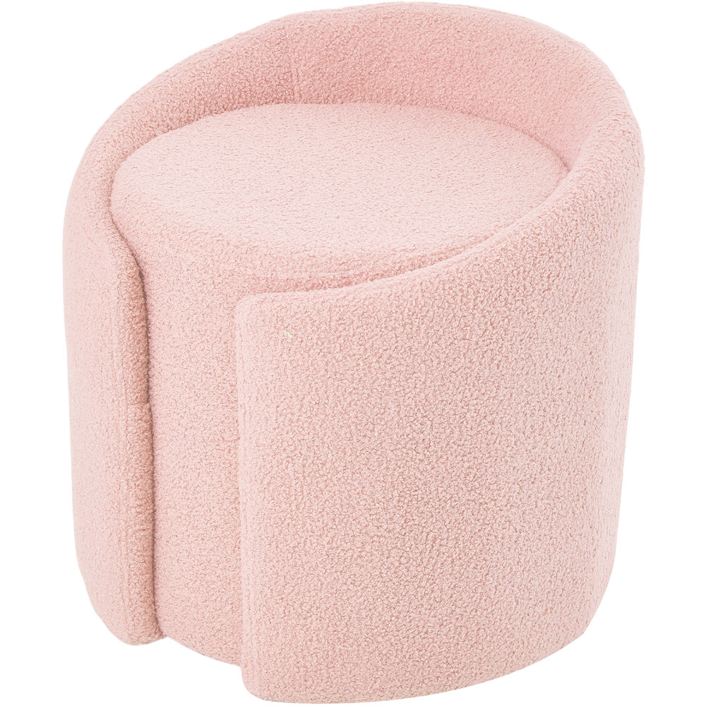 Living and Home Pink Teddy Fleece Round Tub Vanity Stool Image 2