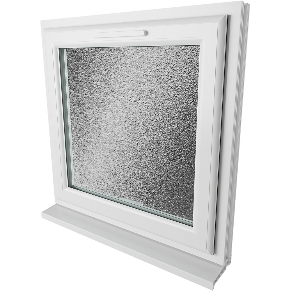 Crystal uPVC Triple Glazed Window Top Hung Opener White Obscure Glass 820x820mm Image 9