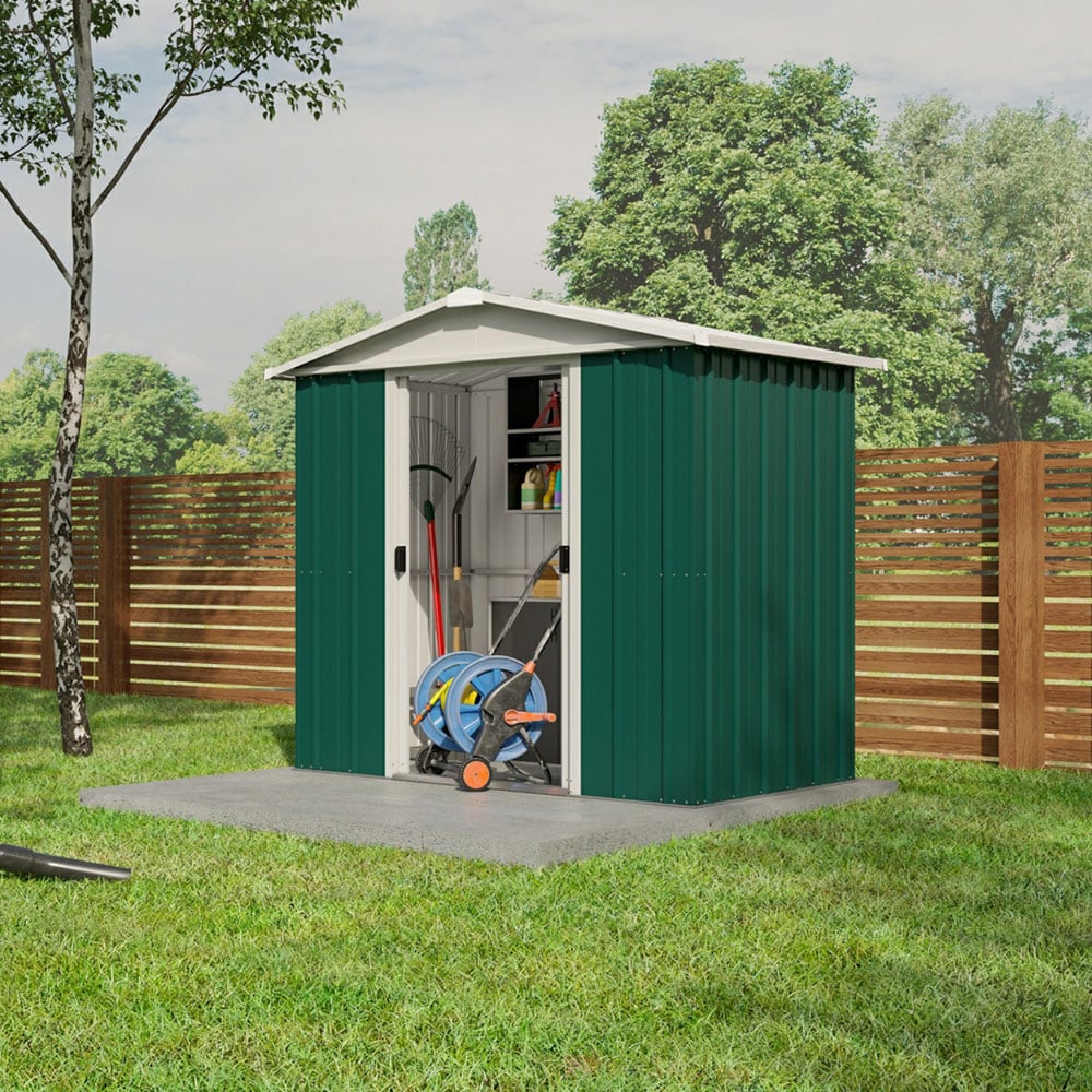 Yardmaster 6.8 x 4.6ft Emerald Green Metal Apex Storage Shed Image 3