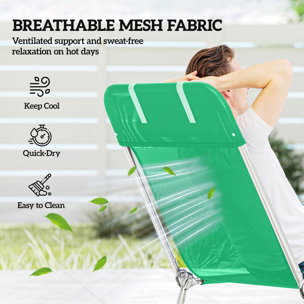 Outsunny Set of 2 Dark Green Foldable Sun Lounger Image 5