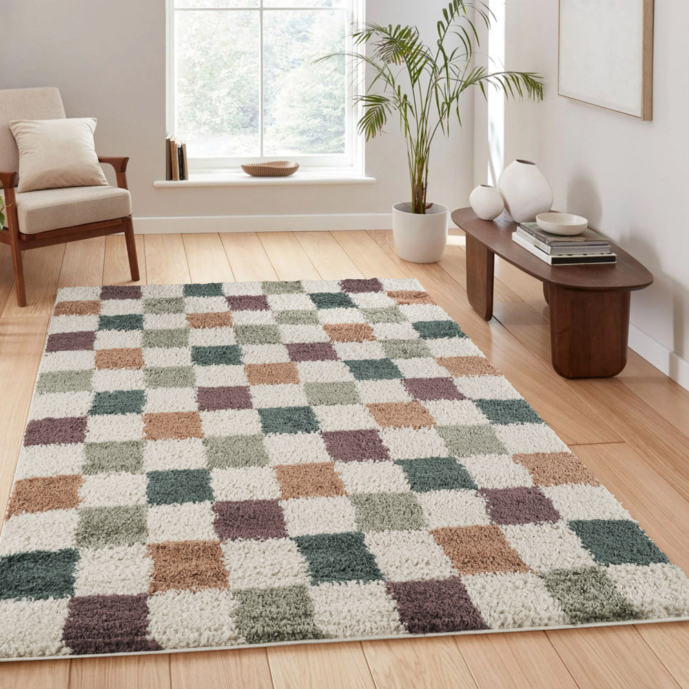 Desire Rugs Chester Multicolour Shaggy Checkered Rug 60 x 220cm Image 6