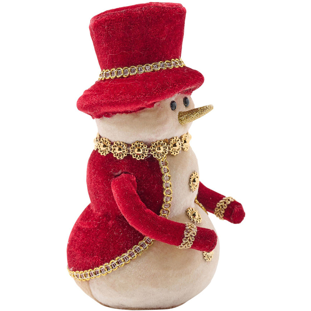 The Christmas Gift Co Red Velvet snowman Decoration Image 3
