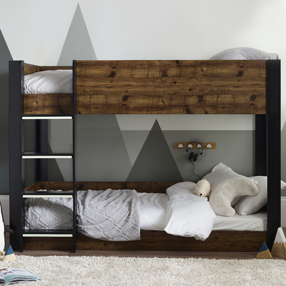 Julian Bowen Solomon Rustic and Black Bunk Bed Image 1