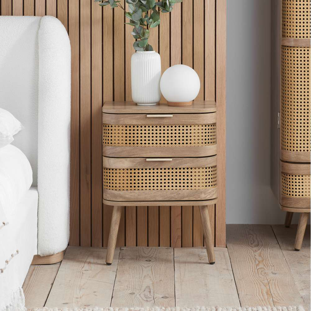 Birlea Noah 2 Door Rattan Effect Bedside Table Image 8