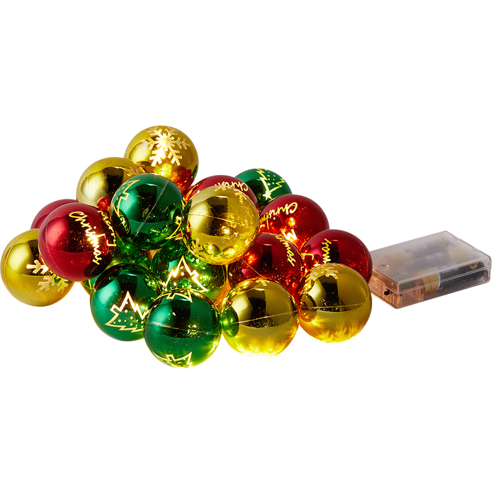 Living and Home 20 Multicoloured LED Christmas Shiny Bauble String Light Image 2