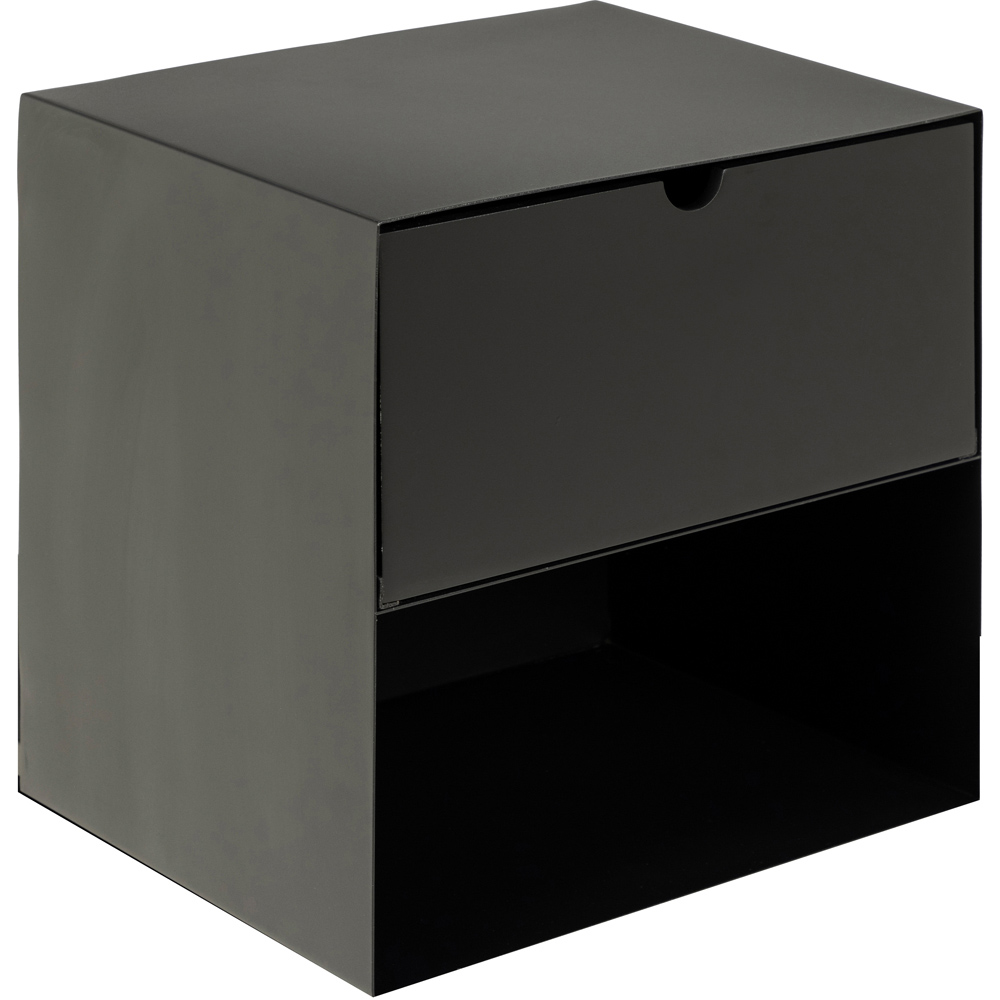 Florence Joliet Single Drawer Single Shelf Matt Black Wall Mounted Bedside Table Image 5