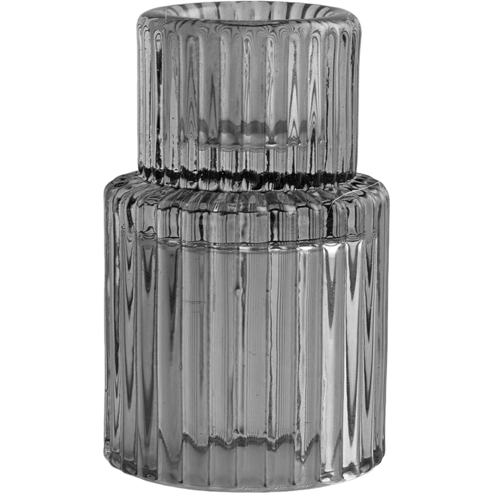 Living and Home Transparent Black Striped Glass Candle Holder Set of 6 Image 6