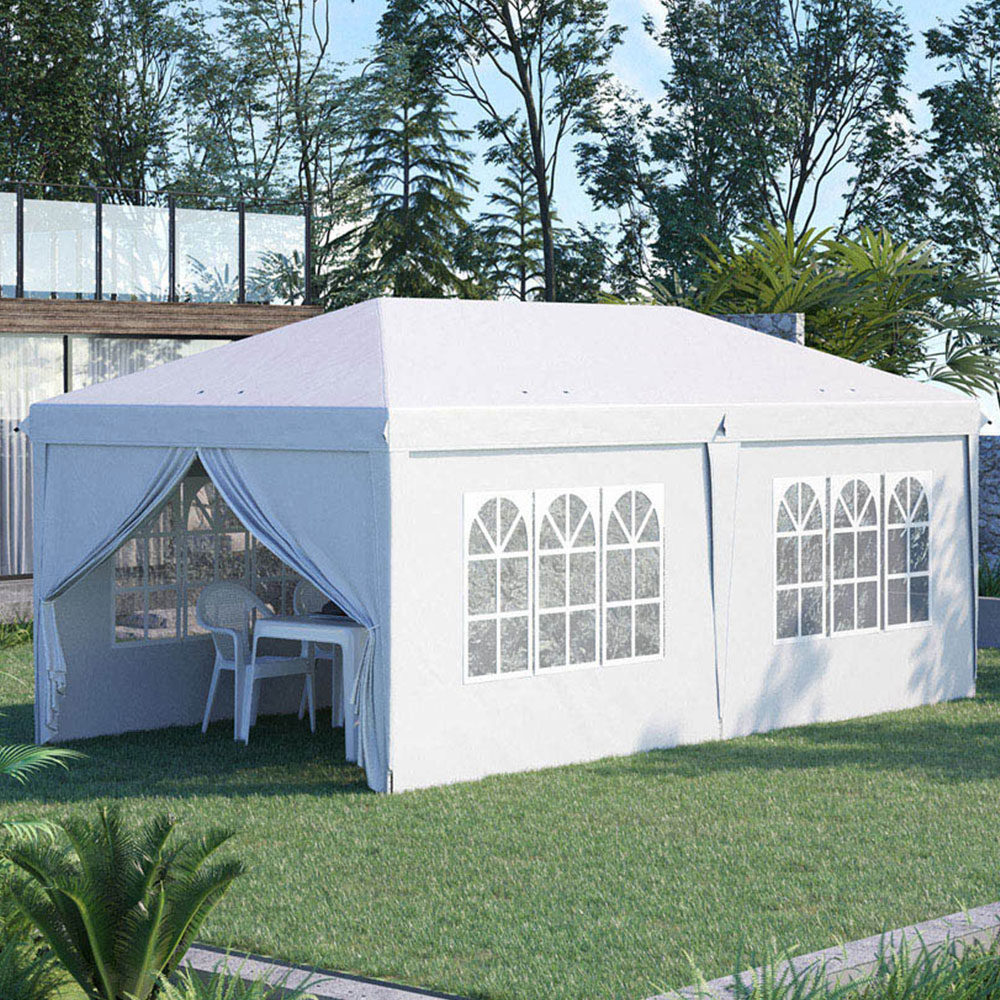 Outsunny 6 x 3m Silver Marquee Pop Up Gazebo with Sides and Windows Image 1