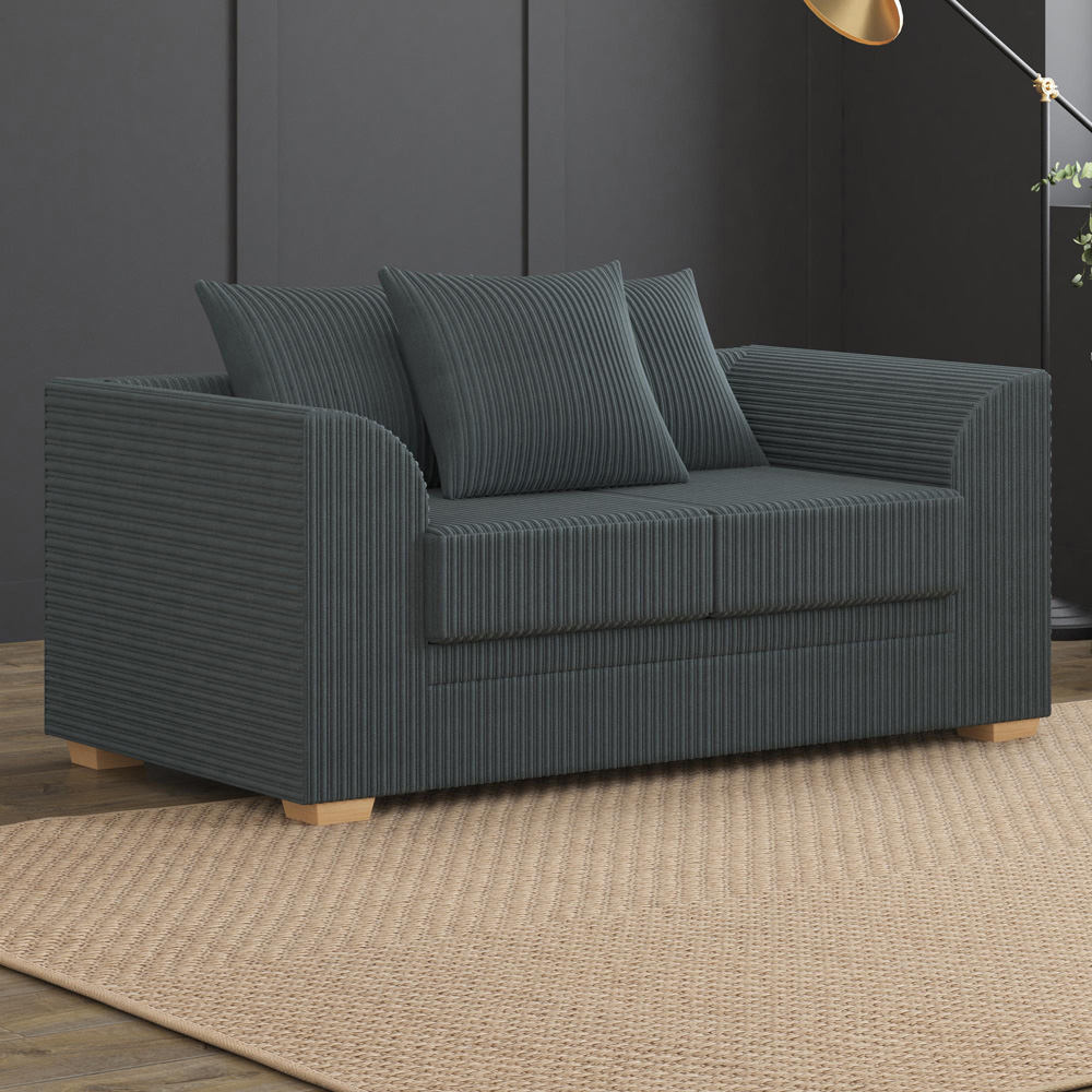 Modo 5 Seater Charcoal Jumbo Cord Scatter Back Sofa Set Image 4