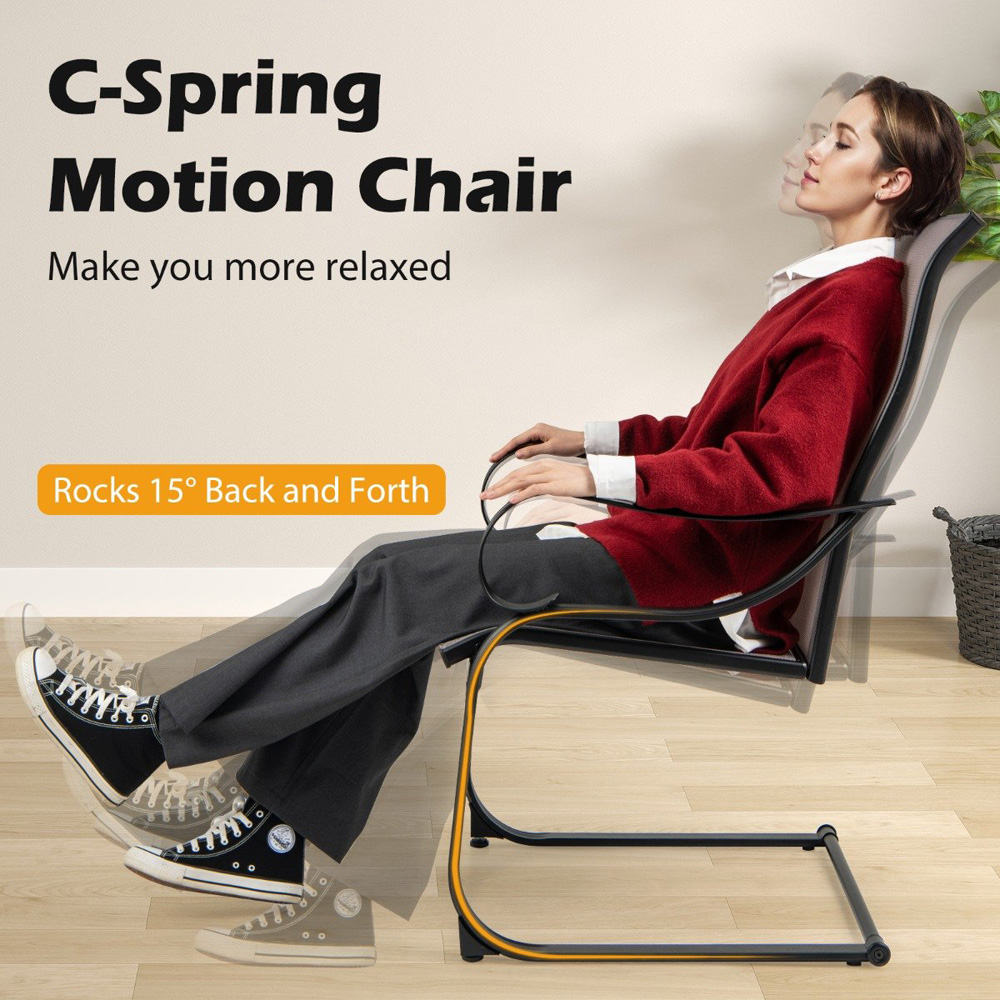 Costway Set of 2 Grey C Spring Dining High Back Chairs Image 7