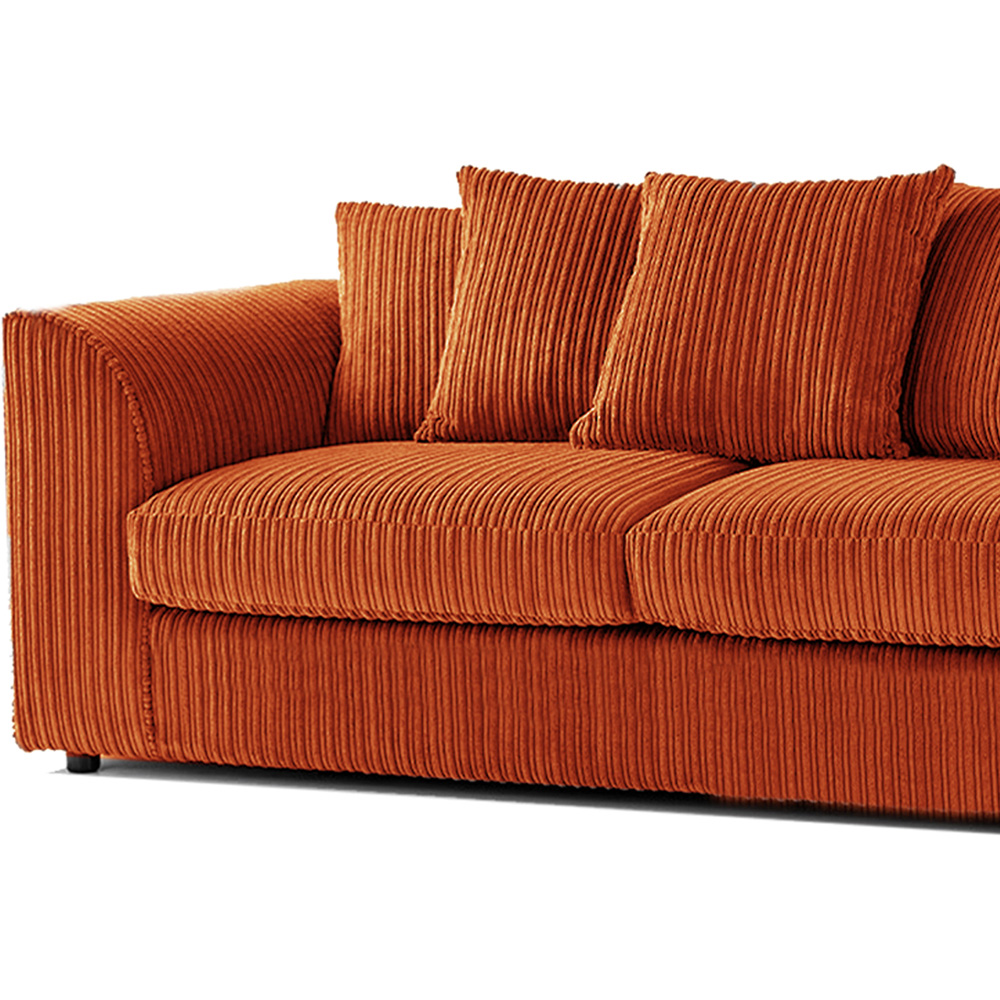 Luxor 6 Seater Orange Jumbo Cord Scatter Back Sofa Suite Image 3