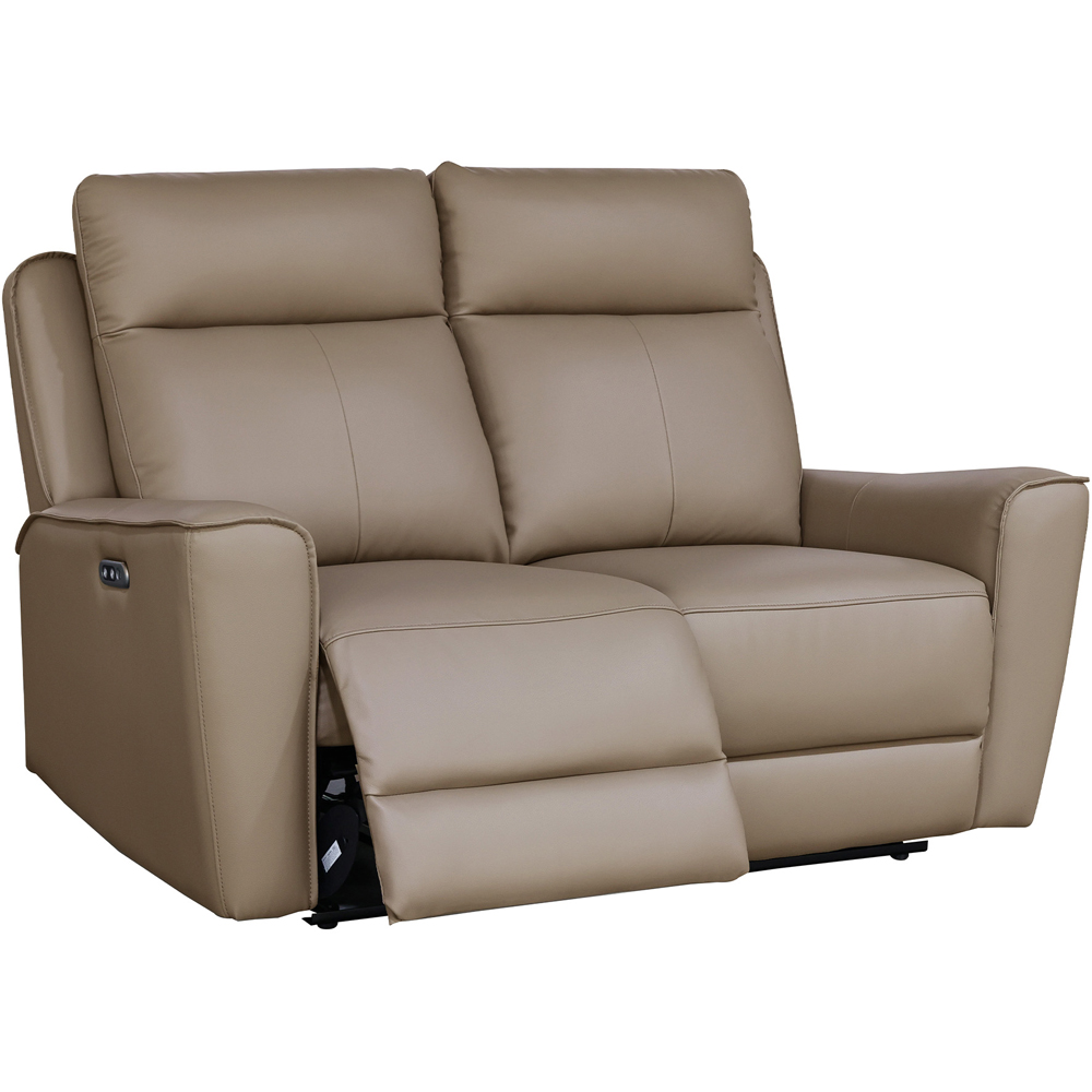 Aspire Elmhurst 2 Seater Mushroom Leather Power Recliner Sofa with USB and USB-C Charging Image 3