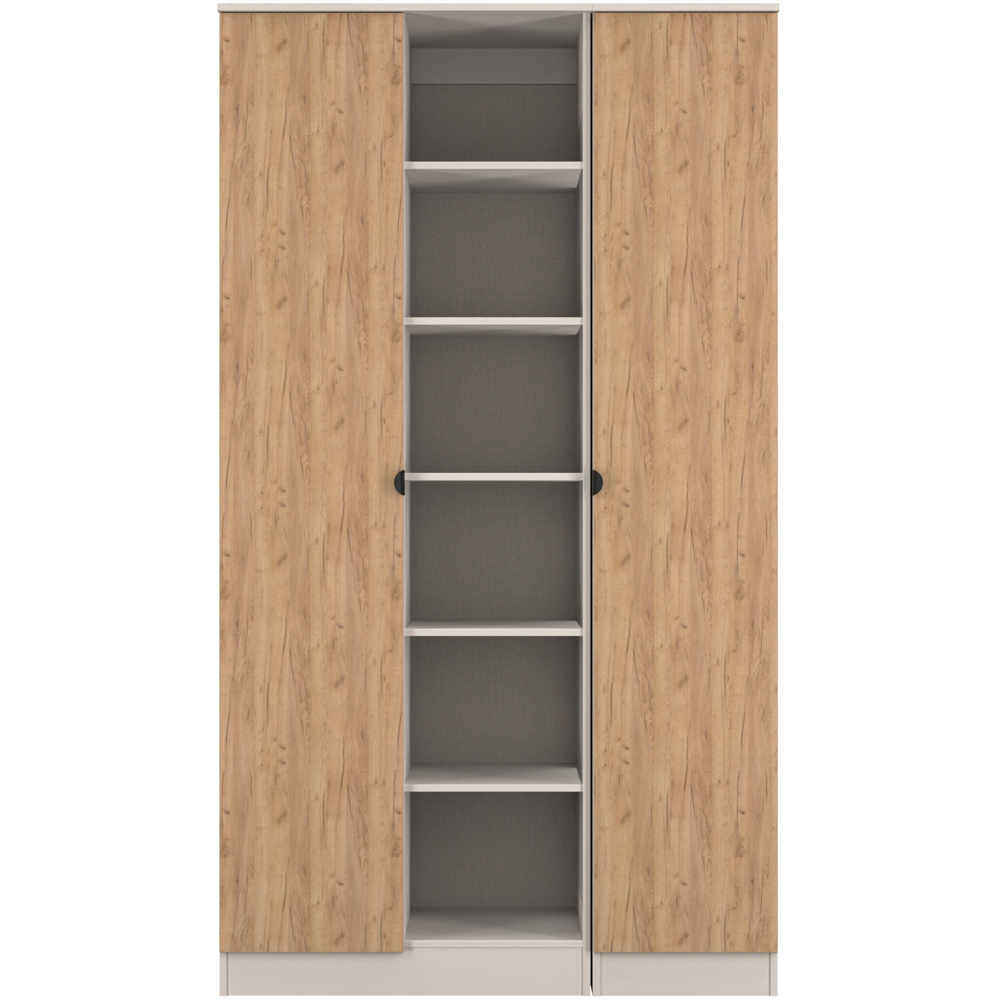 Crowndale Bora 2 Door 6 Shelf Gold Oak and Kashmir Triple Wardrobe Image 2
