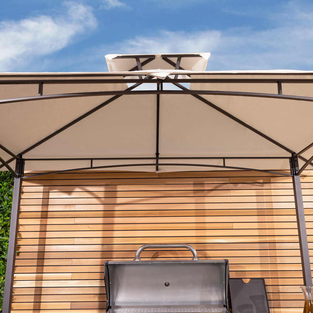Charles Bentley 2.4 x 1.5m Beige Steel BBQ Grill Gazebo Image 4