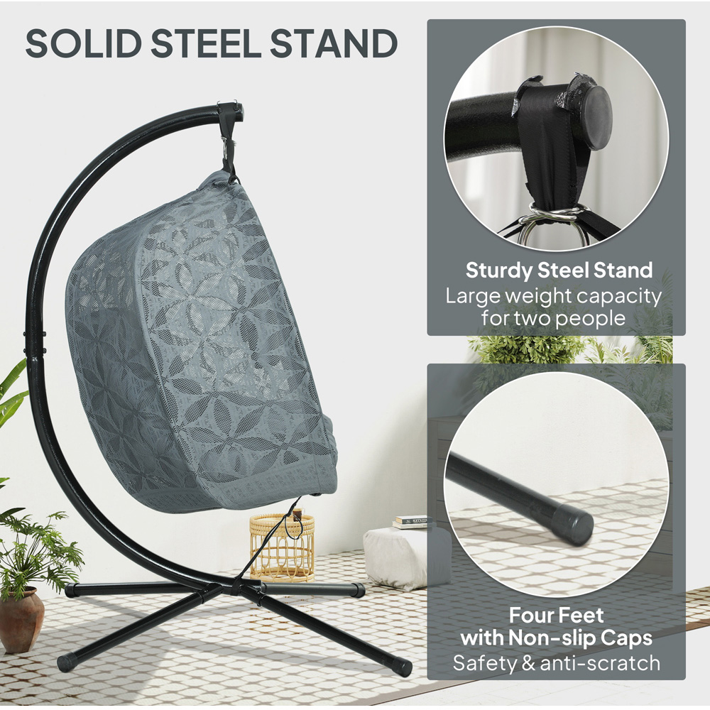 Outsunny Charcoal Grey Double Hanging Swing Chair Image 8