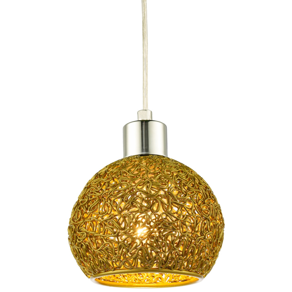 Happy Homewares Gold Round Twisted Wire Mesh Metal Lamp Shade Image 3