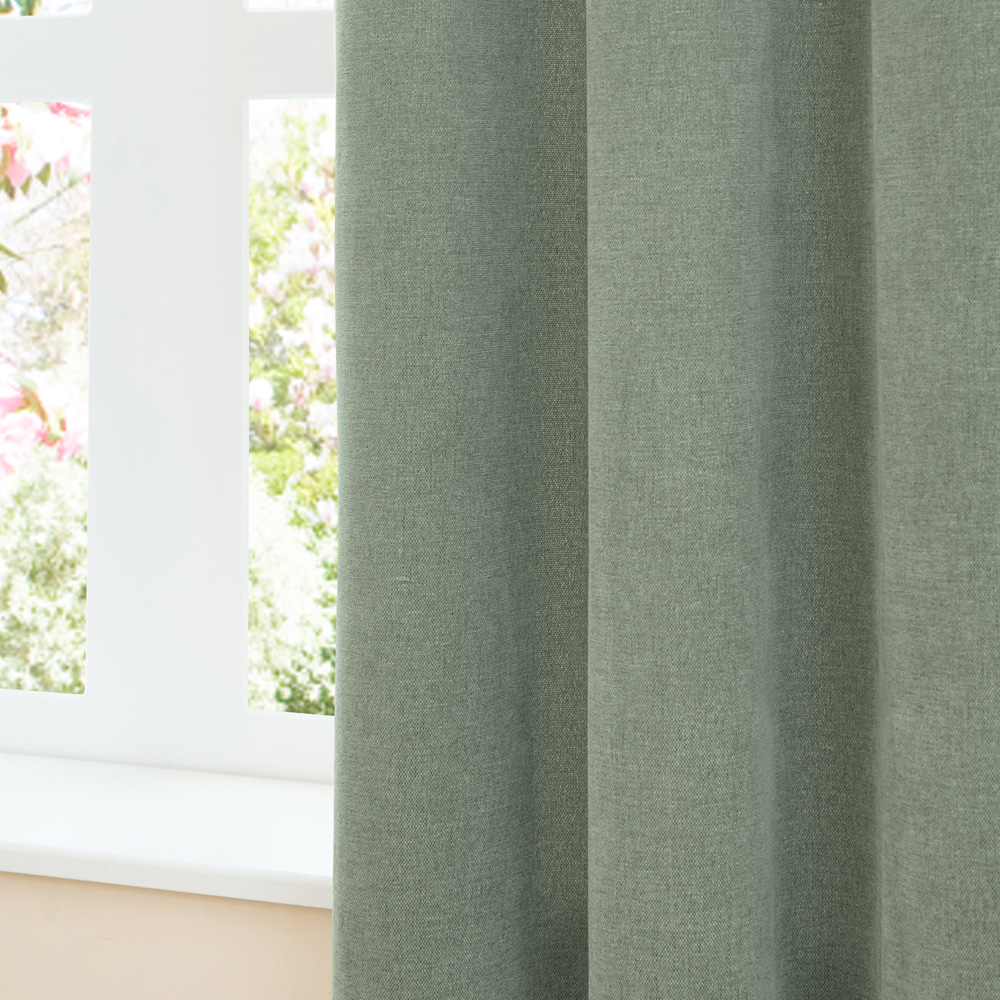 Furn Green Soft Chenille Blackout Eyelet Curtains 117 x 137cm Image 3