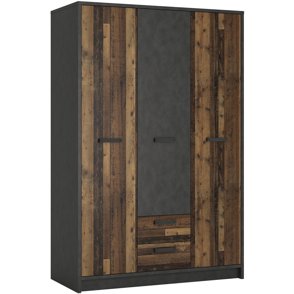 Florence Brooklyn 3 Door 2 Drawer Walnut and Dark Matera Grey Wardrobe Image 2