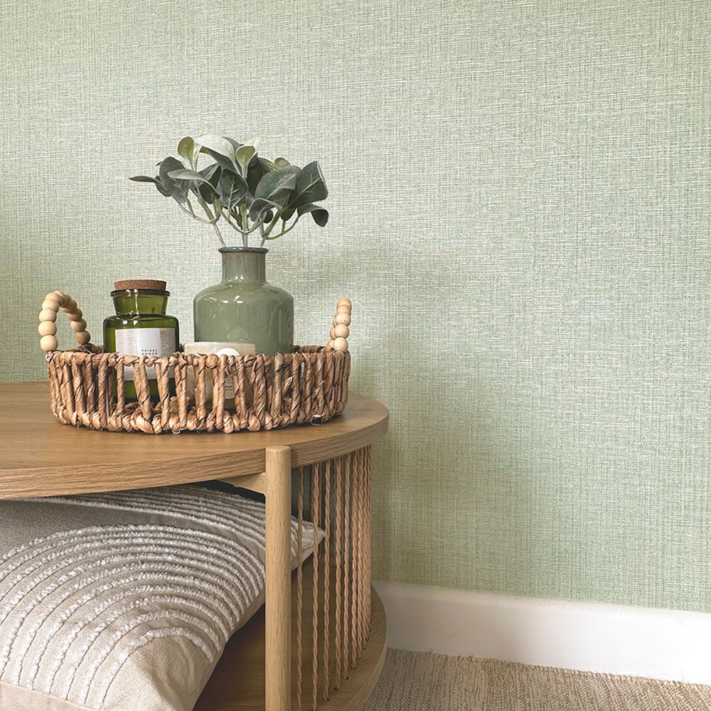 Belgravia Decor Grasscloth Texture Sage Vinyl Wallpaper Image 4