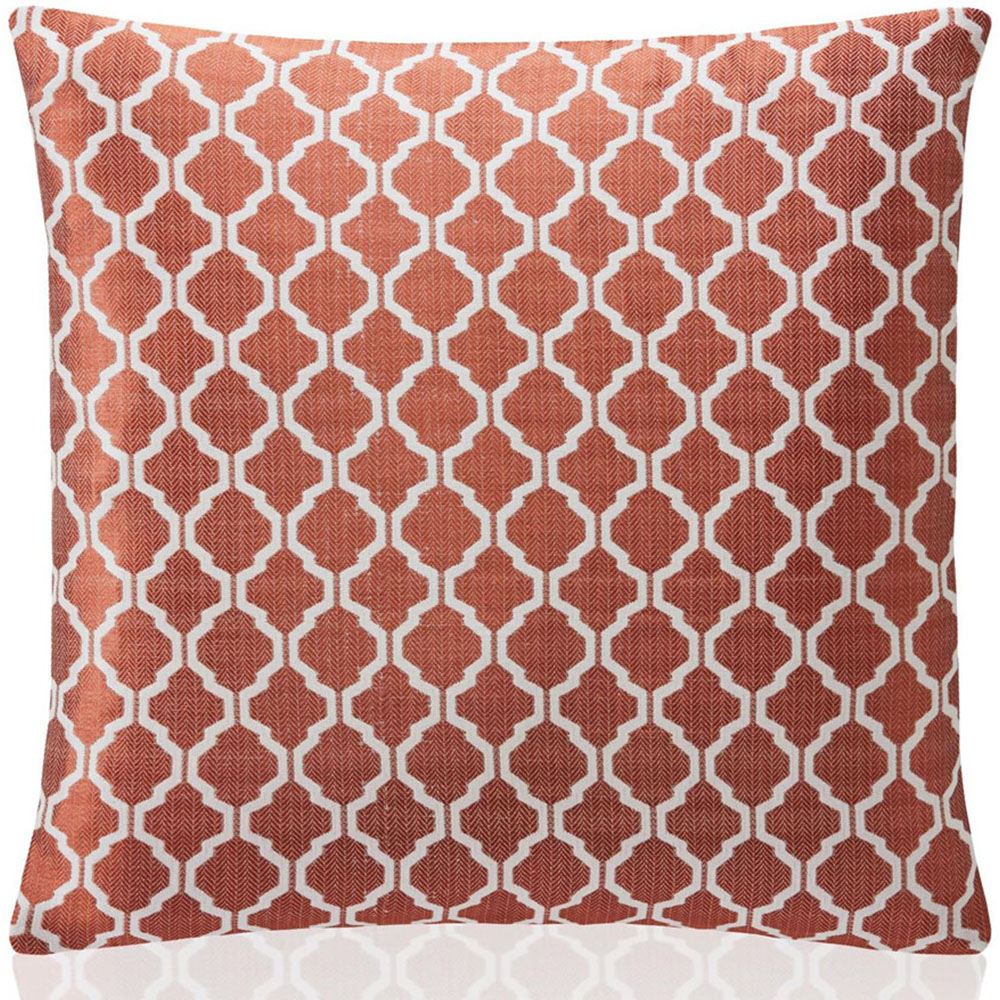 Alan Symonds Orange Jacquard Weave Geometric Cushion with Polyester Filled Pad 45 x 45cm 4 Pack Image 2