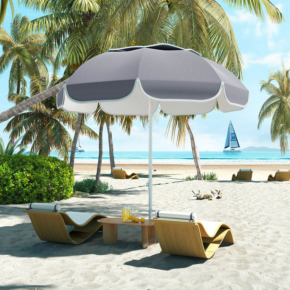 Outsunny Grey Tilting Portable Parasol 1.8m Image 2