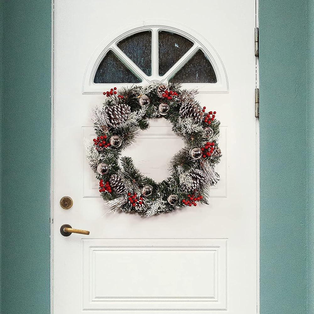 Marco Paul Christmas Wreath with Pinecones Berries and Baubles 50cm Image 2