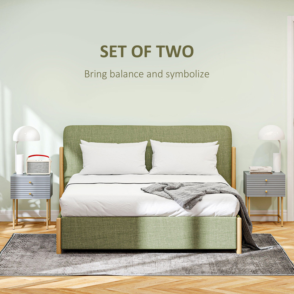 Portland 2 Drawer Grey Bedside Table Set of 2 Image 7