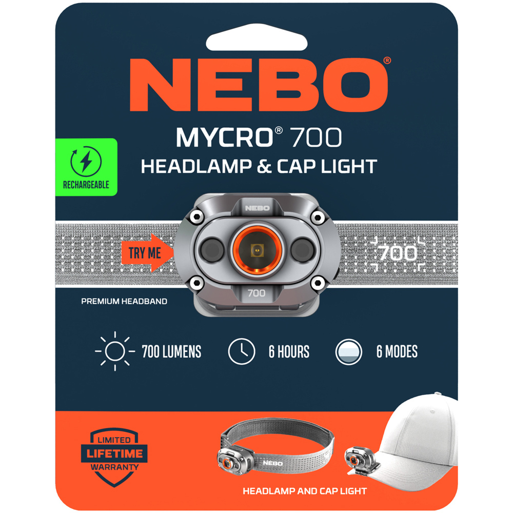 Nebo Mycro 700 2-in-1 700 Lumens Rechargeable Detachable Headlamp and Cap Light Image 2