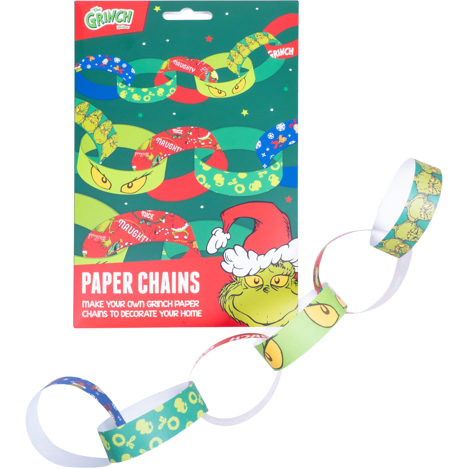 Pack of 60 Grinch Paper Chains - Multicolour Image 2