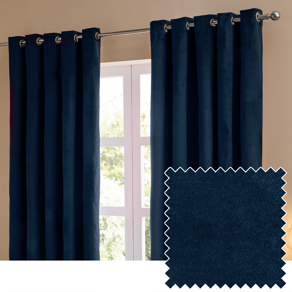 Furn The Ultimate Royal Velvet Fully Lined Eyelet Curtains 168 x 183cm Image 6