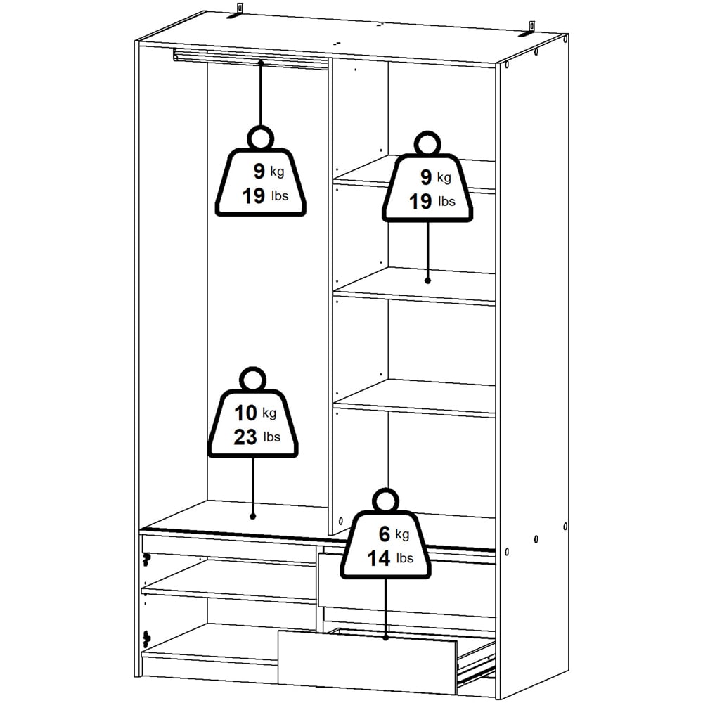 Florence 3 Door 2 Drawer Jackson Hickory Oak Sliding Wardrobe Image 7