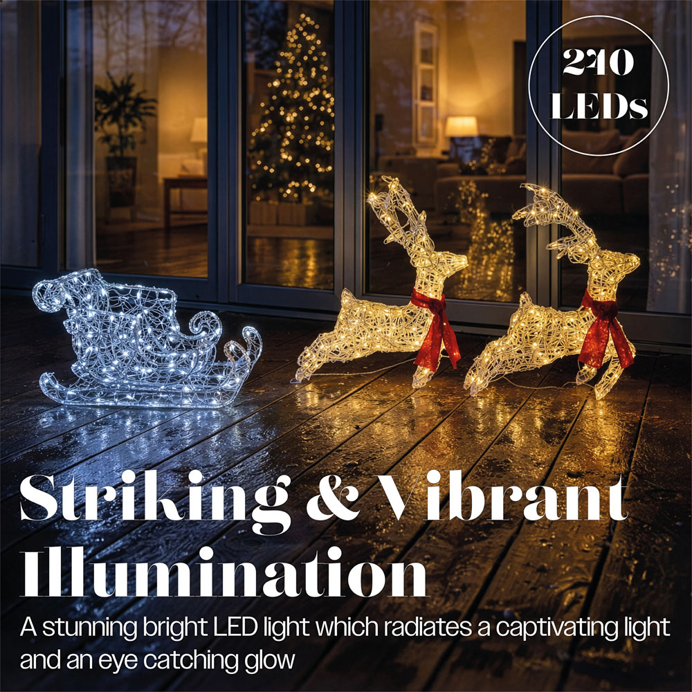 Xmas Haus 240 Bright LED Acrylic Deer and Sleigh Christmas Decoration Image 6