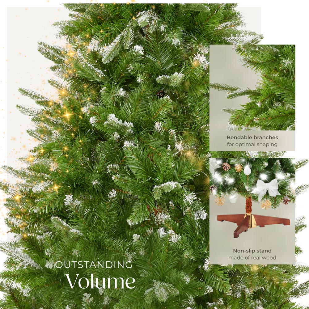 tectake Blitzen Frosted Tips Green Artificial Christmas Tree with Stand 6ft Image 3