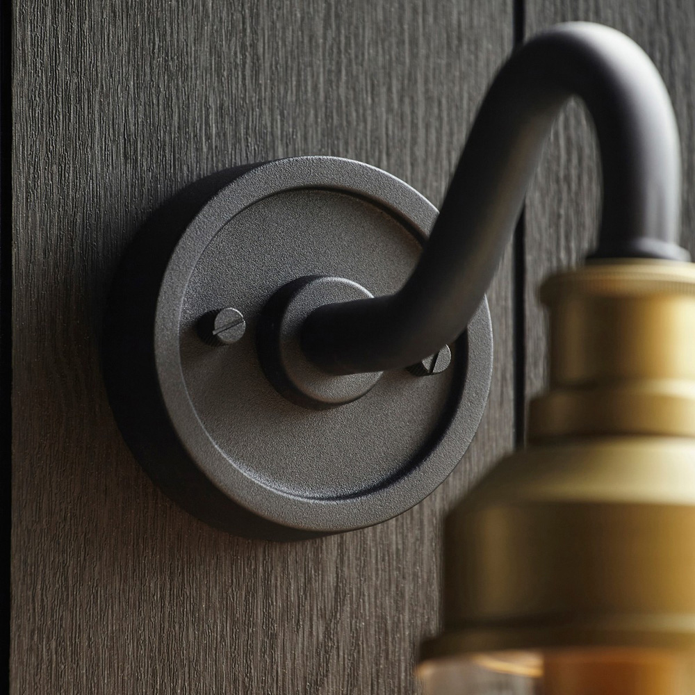 Merano Monza Matt Black Brushed Gold Clear Glass Outdoor Wall Lantern Image 5