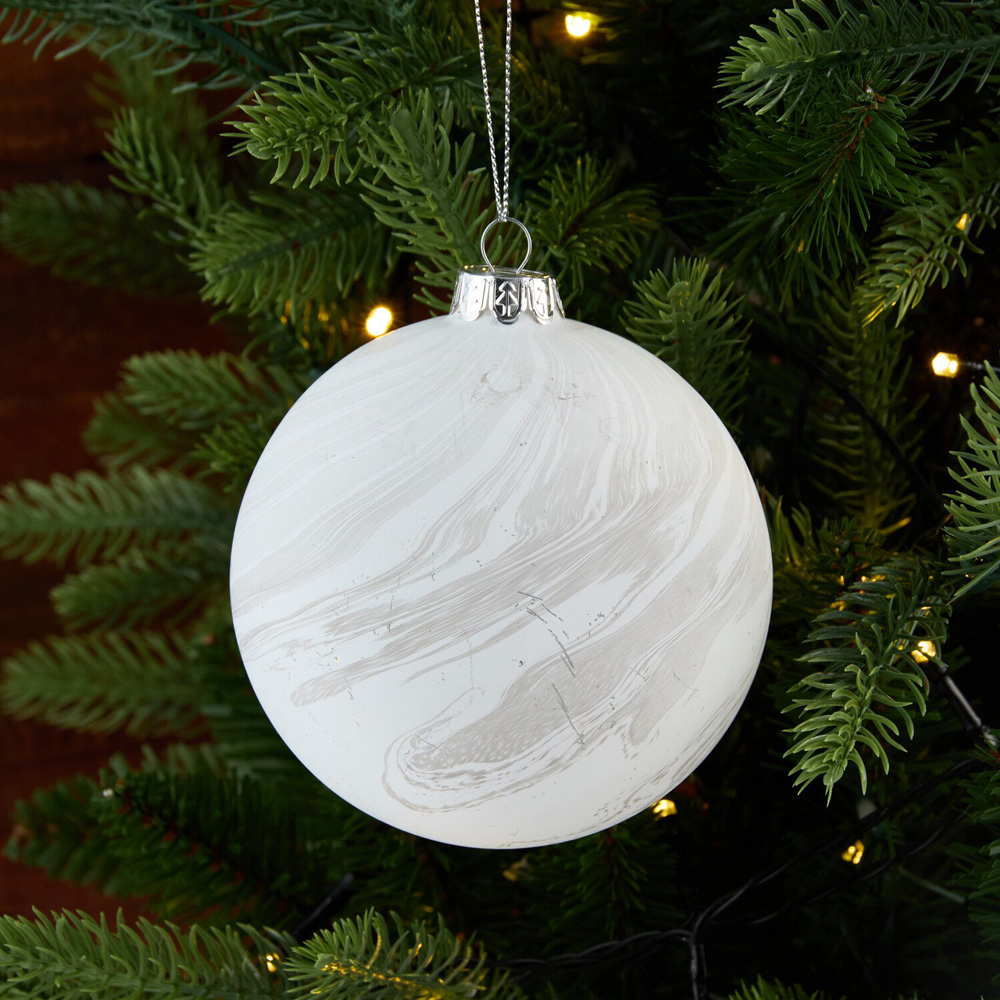 Matte Marbled Bauble White Image 2