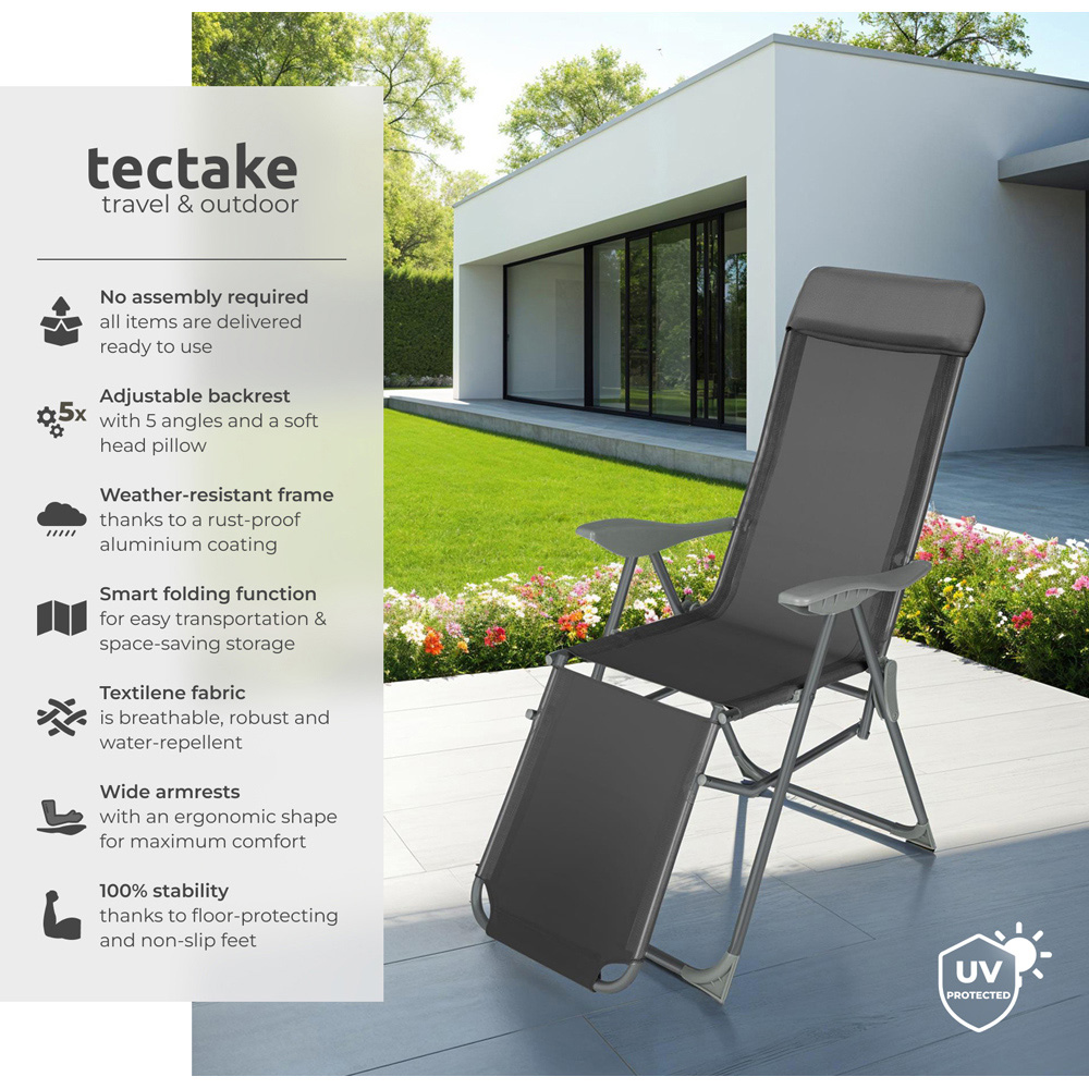 tectake Jana Set of 2 Anthracite Garden Chairs Image 6