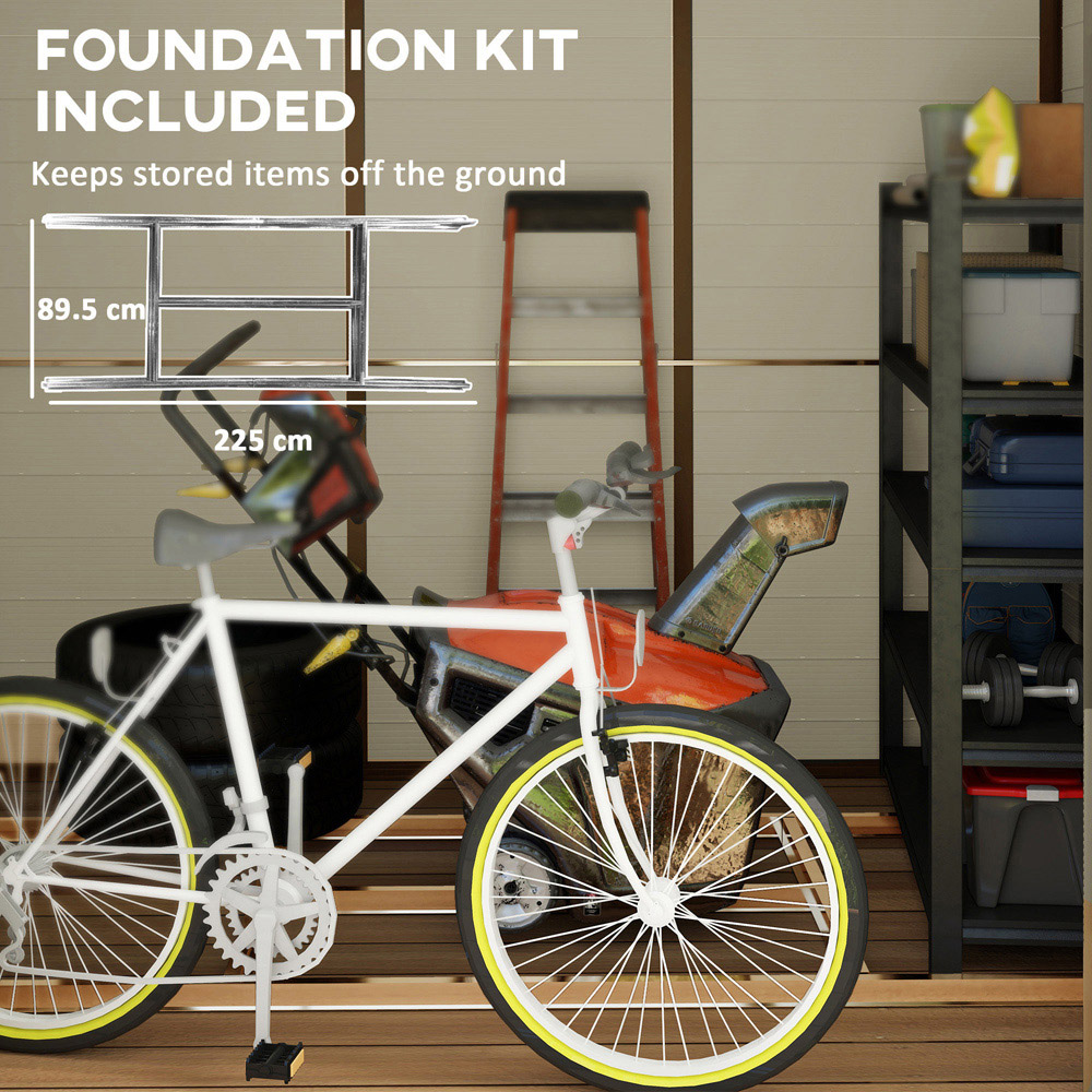 Outsunny 8 x 6ft Cream White Garden Shed Storage with Foundation Kit Image 6