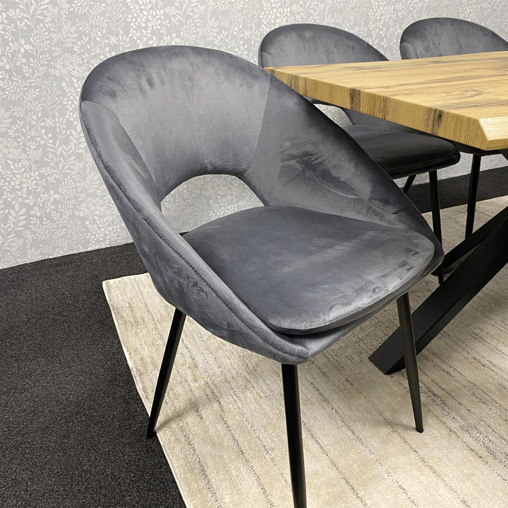 Kosy Koala 6 Seater Velvet Wooden Rectangle Dining Set with Bench Grey Image 3