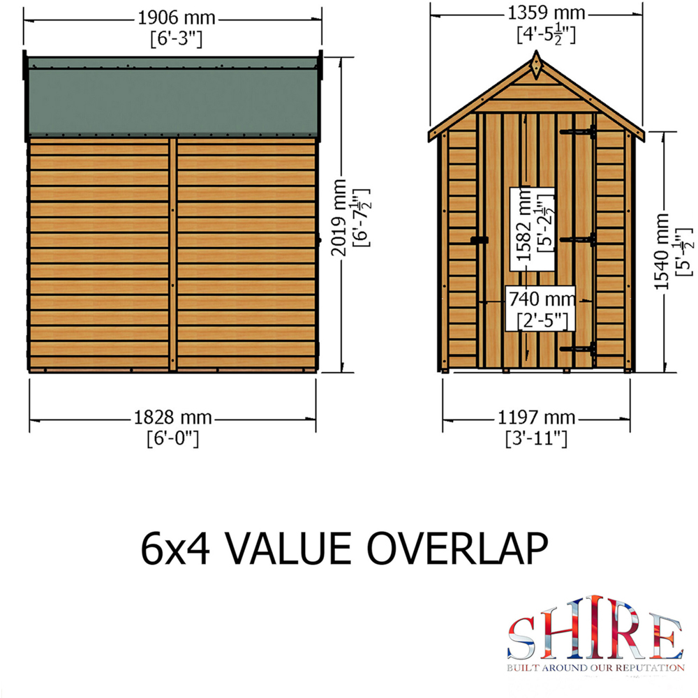 Shire 6 x 4ft Dip Treated Overlap Shed Image 8