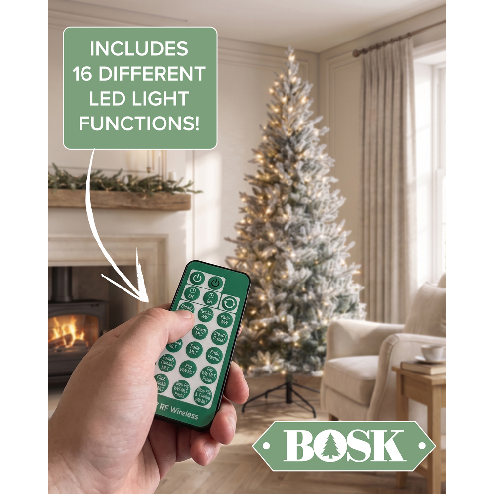 Bosk Frosted Dalton Fir Pre-Lit 400 Colour Switch LED Artificial Christmas Tree 6.5ft Image 6