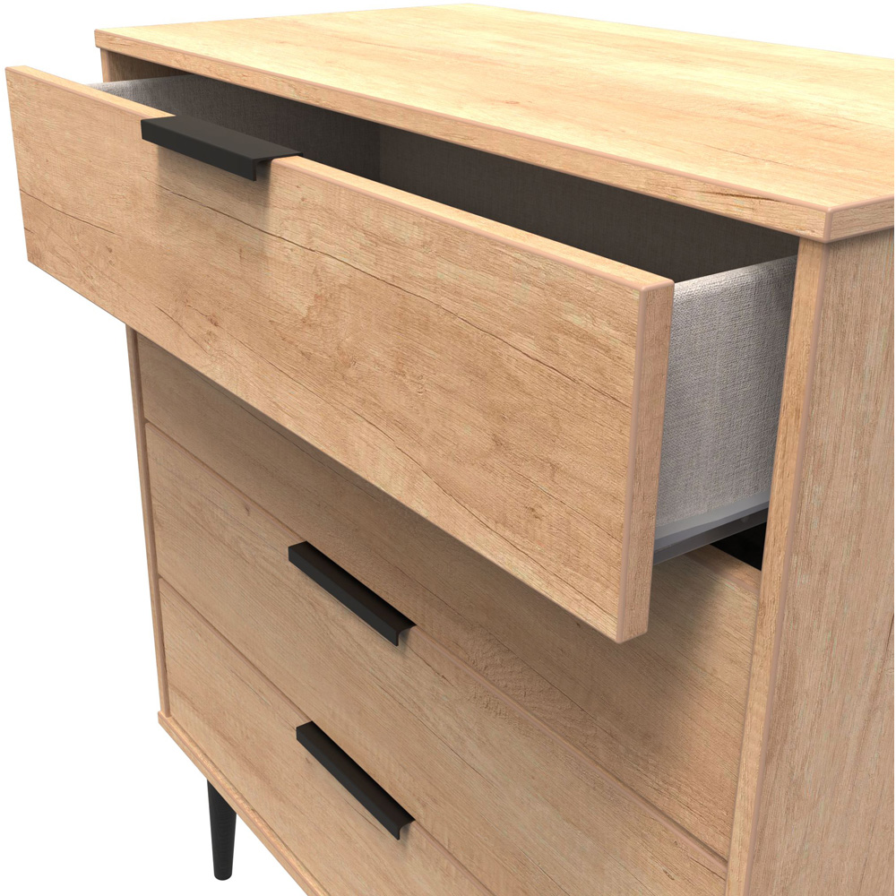 Crowndale Hong Kong 4 Drawer Nebraska Oak Chest of Drawers Ready Assembled Image 5