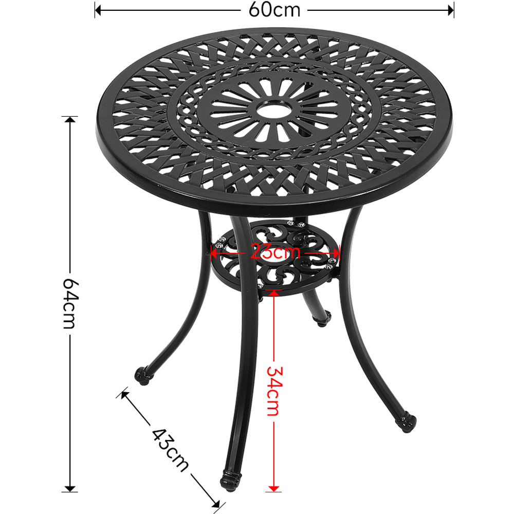 Living and Home Vintage Cast Aluminium Round Bistro Table with Parasol Hole Image 8