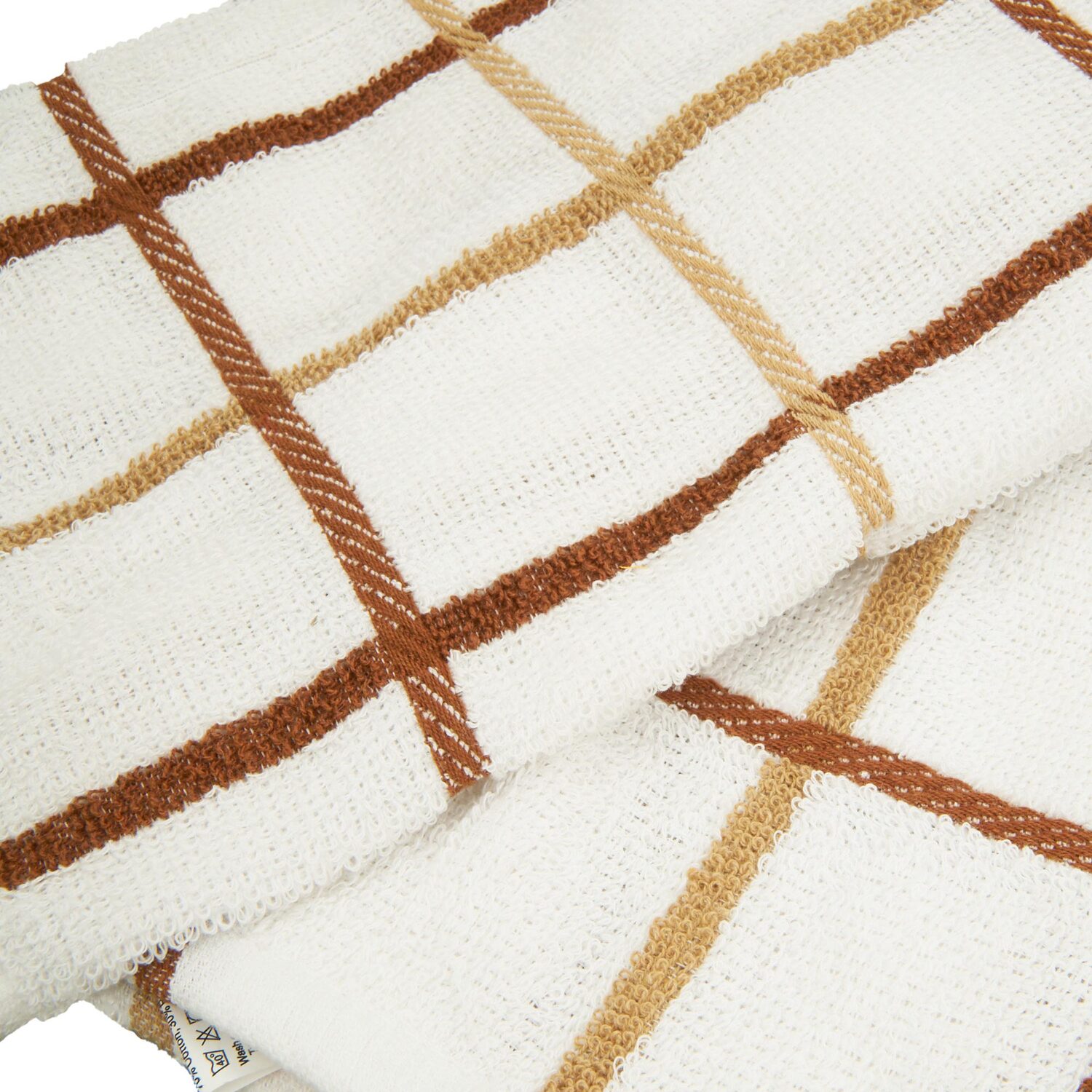 Pack of 2 Extra Large Check Tea Towels - Biscuit/Chikku Image 3